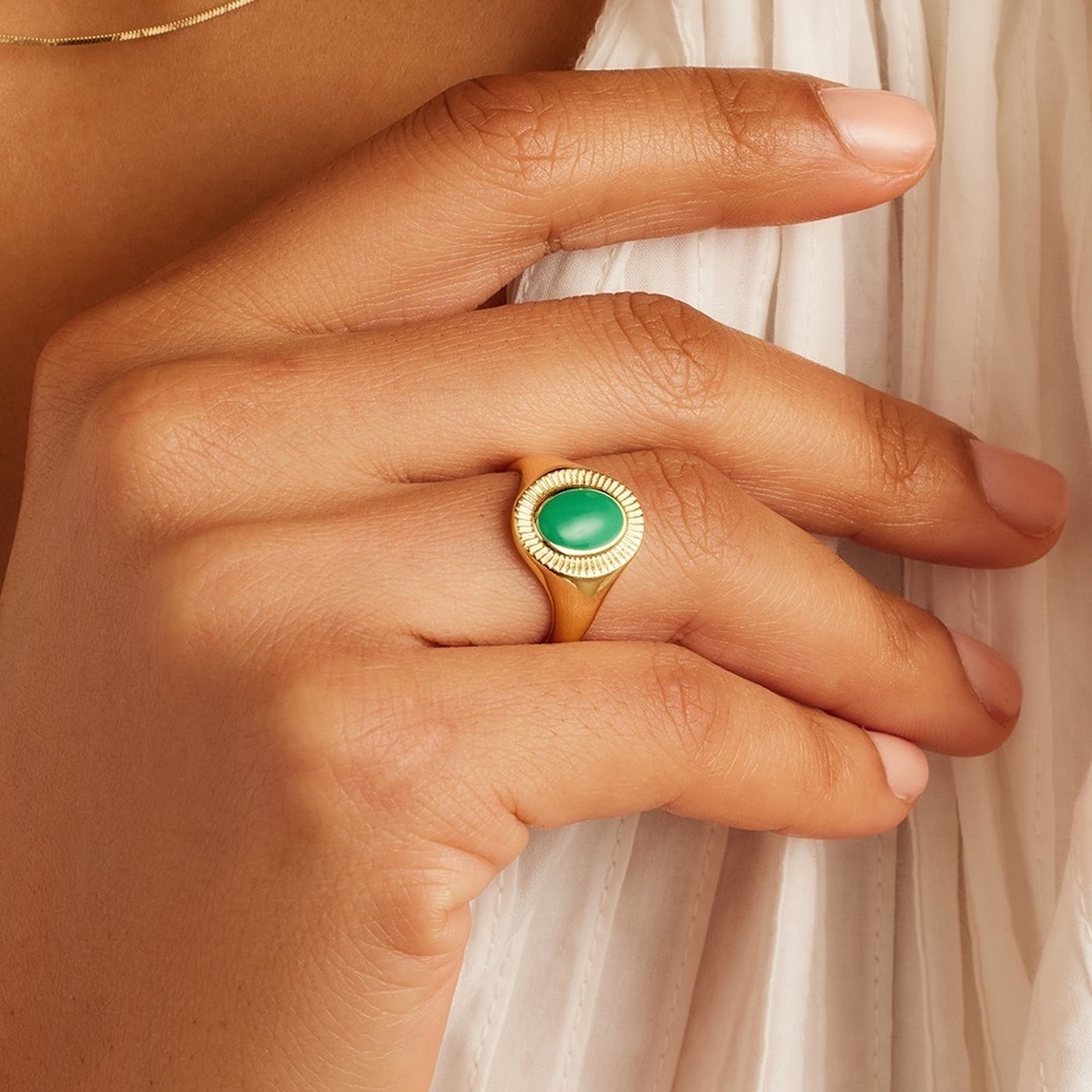 Gorjana Gold and Green Ring - Picture 2 of 8